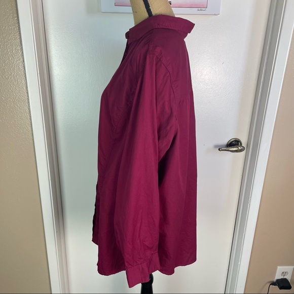 Chico’s Top Blouse Women Size 22/24 Button Up Non-Iron Wine Color Tunic Plus - Picture 5 of 11